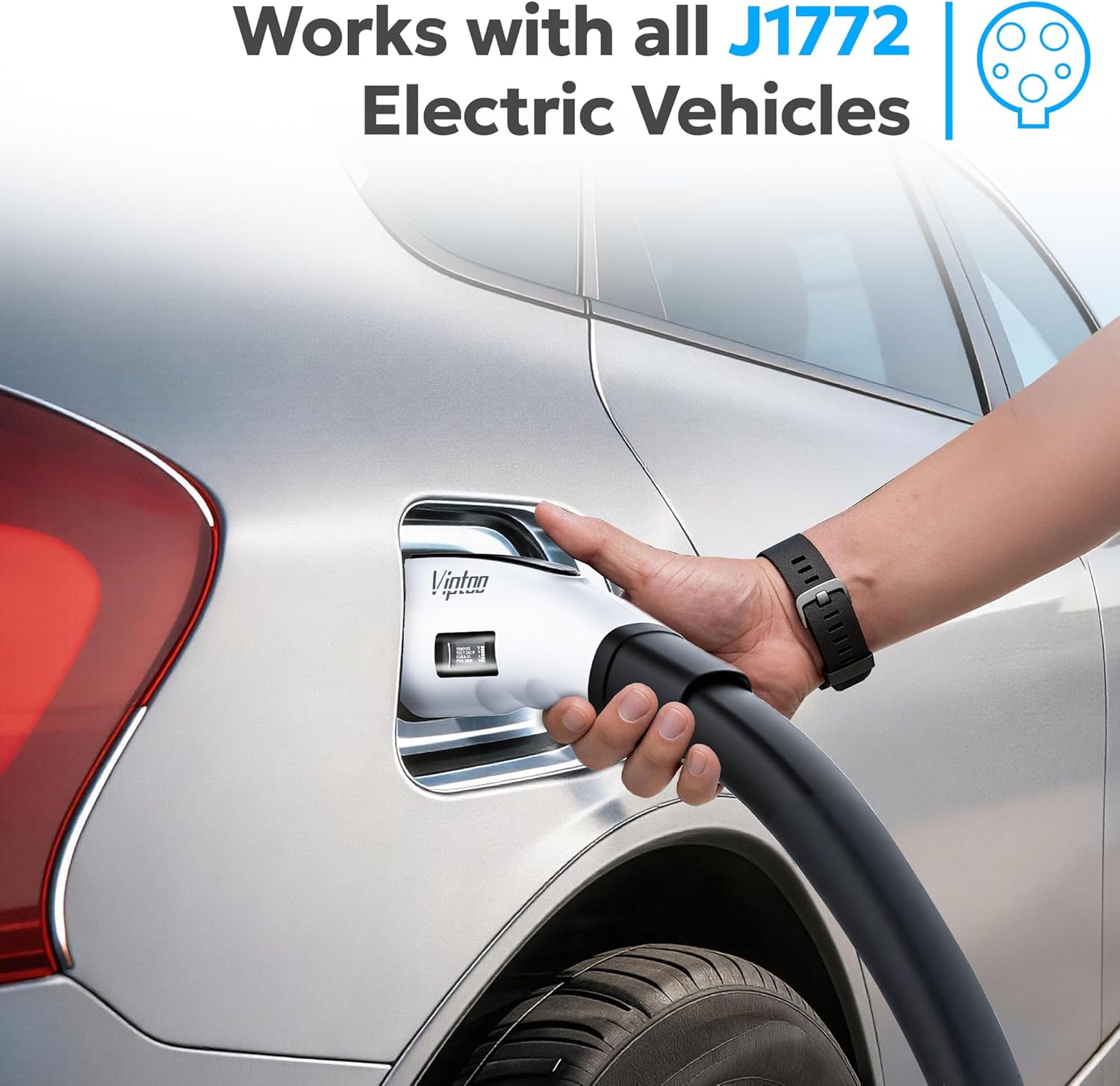 Thumbnail 4 de VIPTOO Tesla to J1772 Adapter 60A 250V AC – Real-Time Display, Dual-Lock, IP65