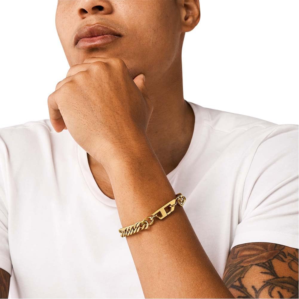 Thumbnail 1 de Diesel Homme Bracelet en acier inoxydable doré avec fermoir en D