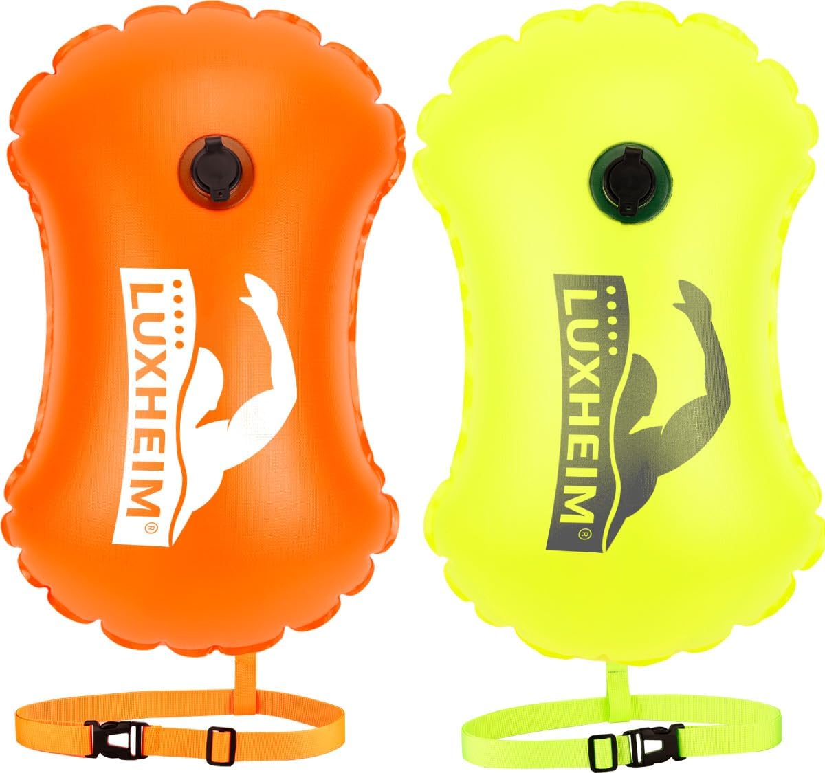 Detalle de LUXHEIM 1er-/2er-Pack Schwimmen Boje Trockensack – Open Water Sichtbarkeit, Aufblasbar, Taillengurt, Wasserdicht