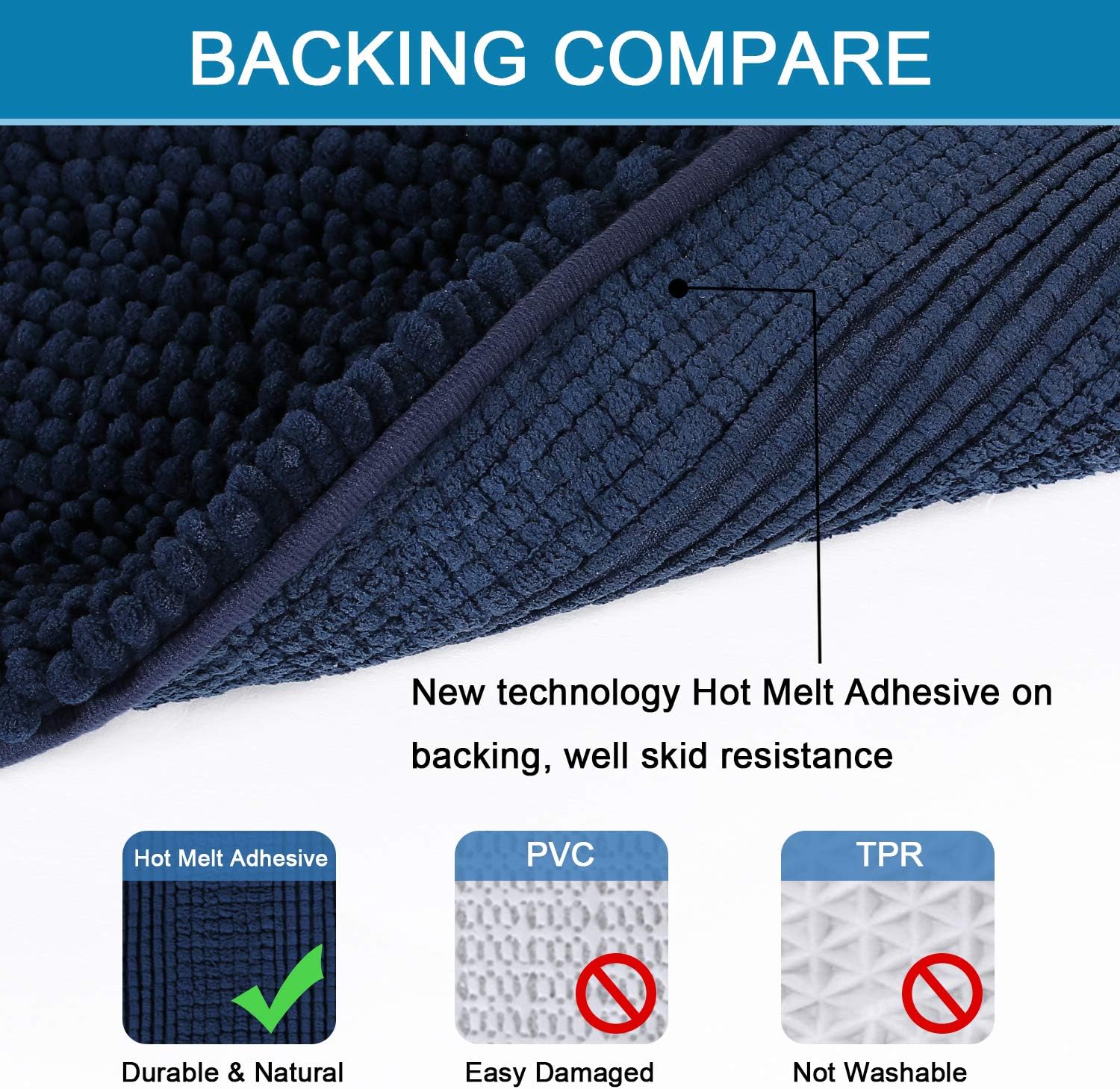Detalle 2 de H.VERSAILTEX Navy Blue Bath Rug Set 20" x 32"