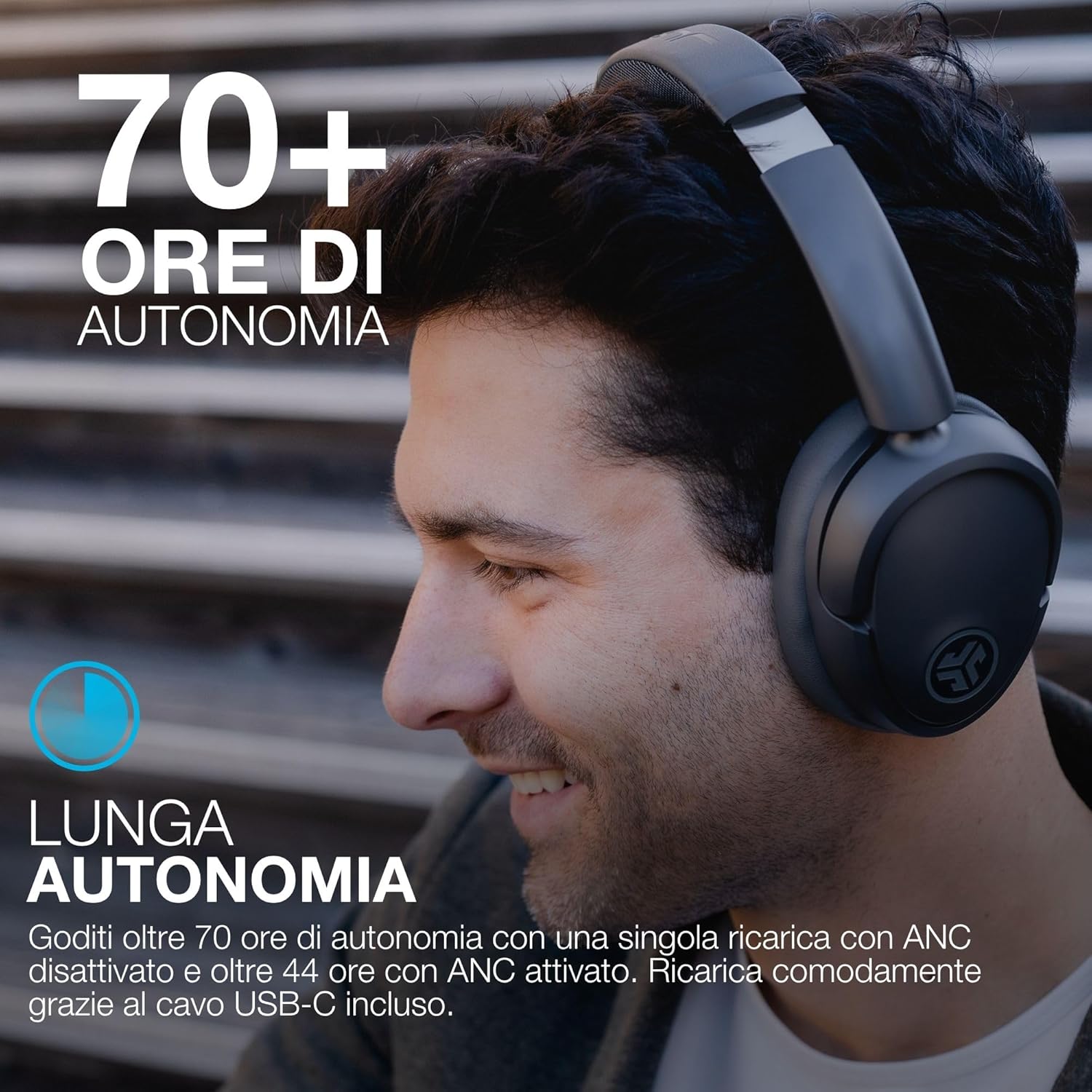 Thumbnail 2 de JLab JBuds LUX ANC Grafite – cuffie wireless Bluetooth sopra l’orecchio con Smart ANC e multipunto