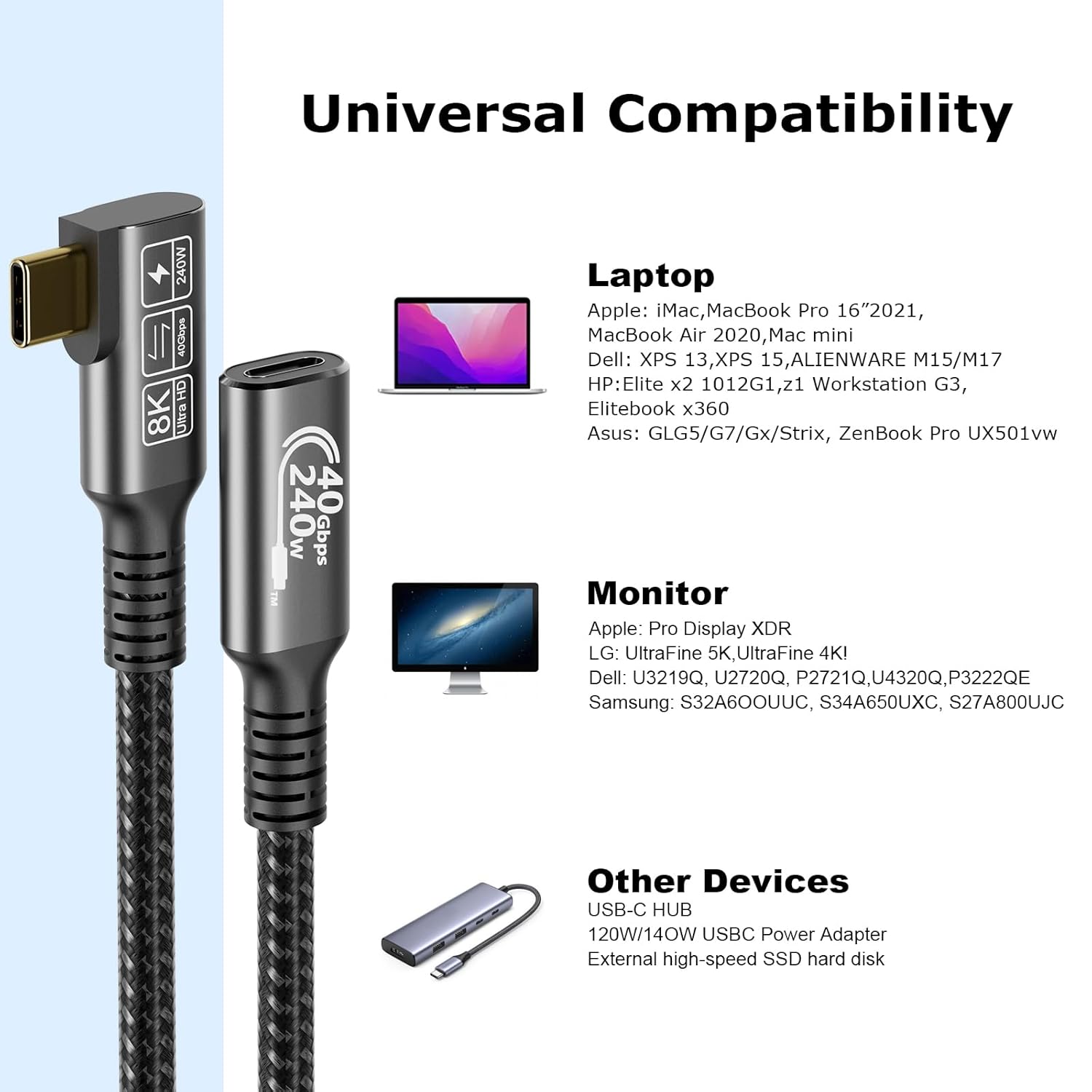 Thumbnail 2 de Cable Extensión USB 4 Thunderbolt 4 – Carga 240W, 40 Gbps ⚡