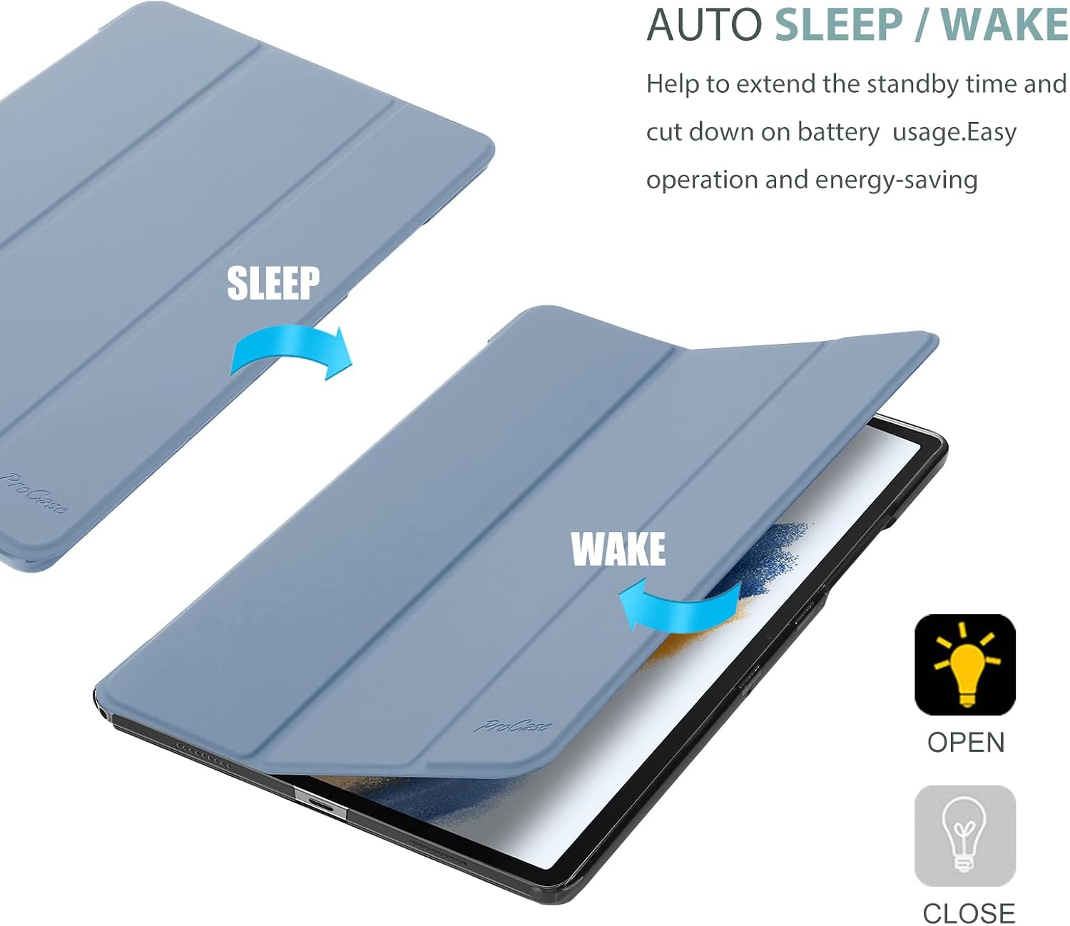 Thumbnail 6 de ProCase Hülle für Galaxy Tab A8 10.5 (SM-X200 / X205, 2022) – Dreifach-Falt Klappcase mit Ständer und Smart Cover