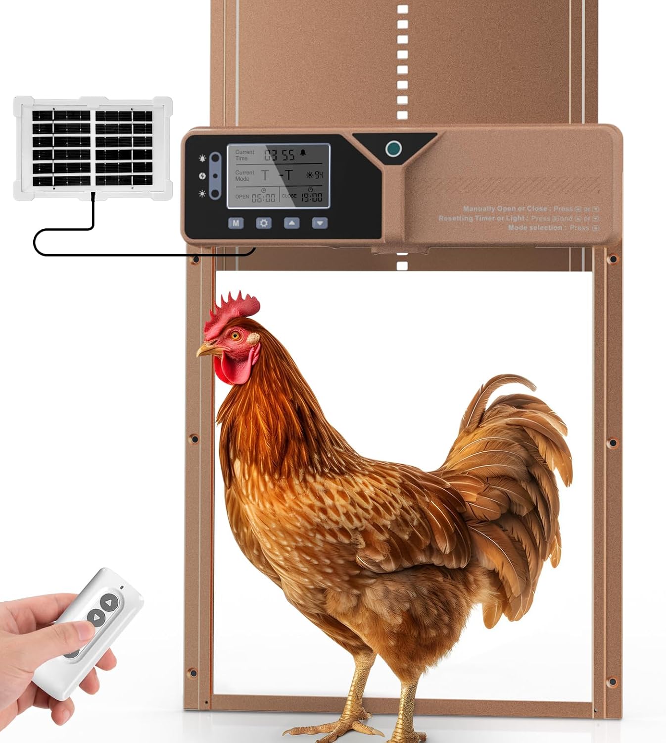 Detalle de Fophop automatic chicken coop door, 4000mAh battery