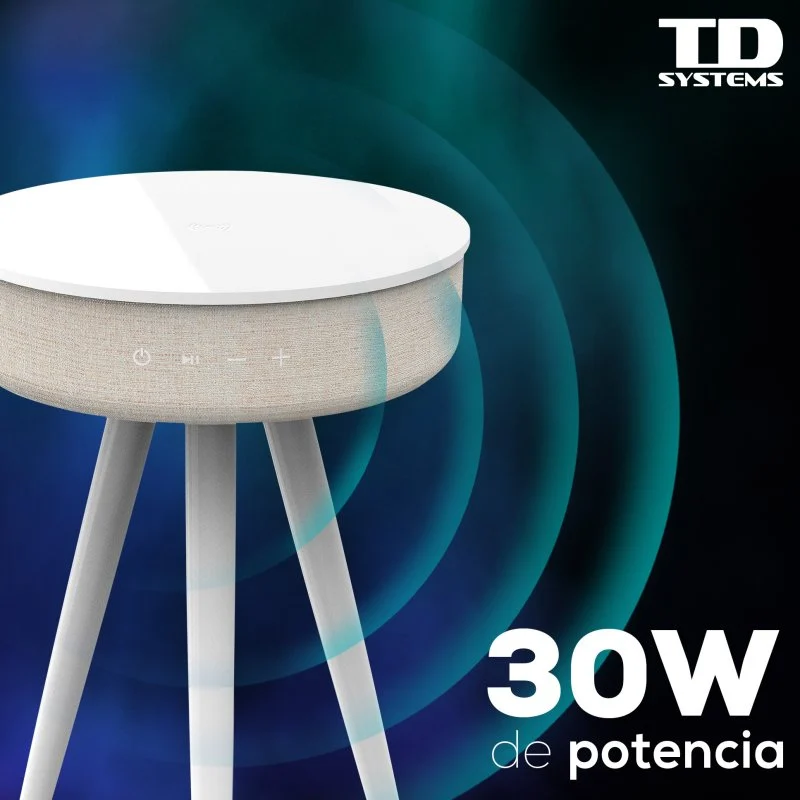 Thumbnail 1 de TD Systems SM30B11WR mesa altavoz Bluetooth de 30 W con batería y base de carga inalámbrica (madera roble)