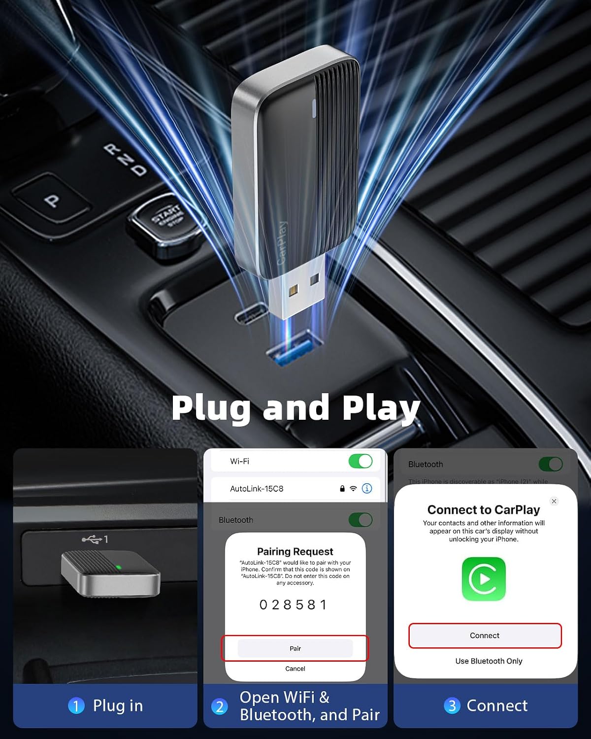 Detalle de MoKo Wireless CarPlay Adapter 2025