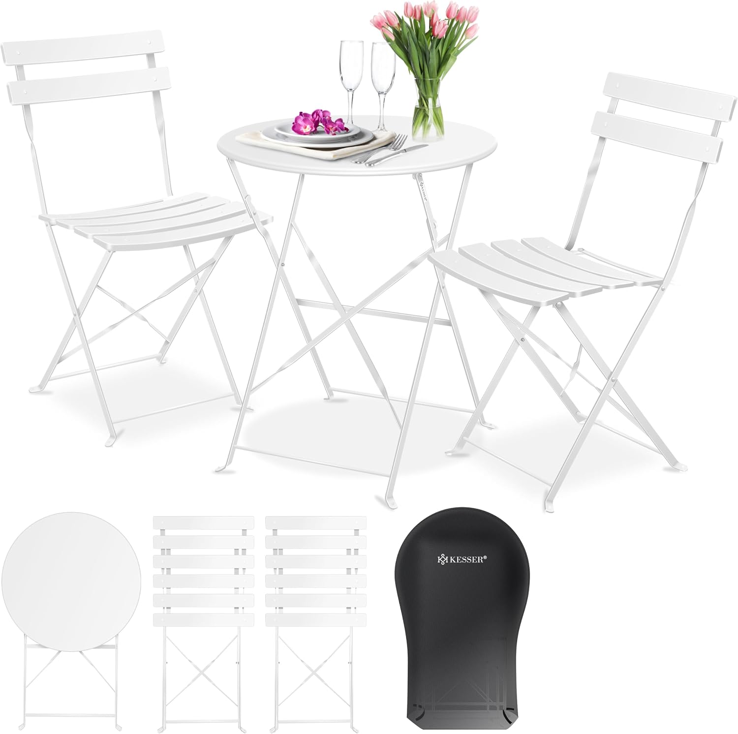 Thumbnail 1 de KESSER® Bistroset 3 Piezas de Muebles de Jardín con Sillas Plegables 🏡