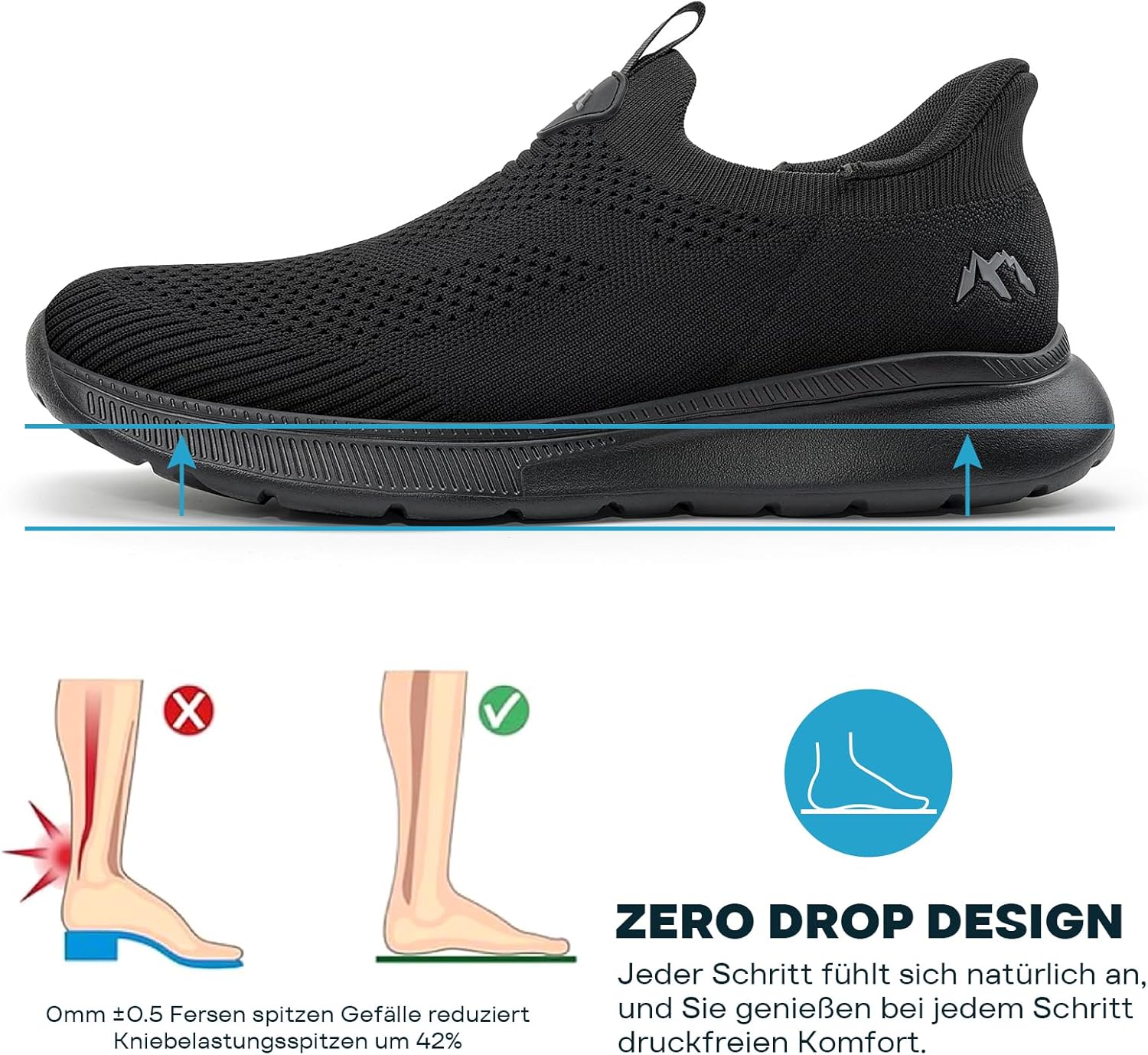 Detalle de ODCKOI Sneaker Herren Slip-on – Leichte, atmungsaktive Turnschuhe ohne Schnürsenkel