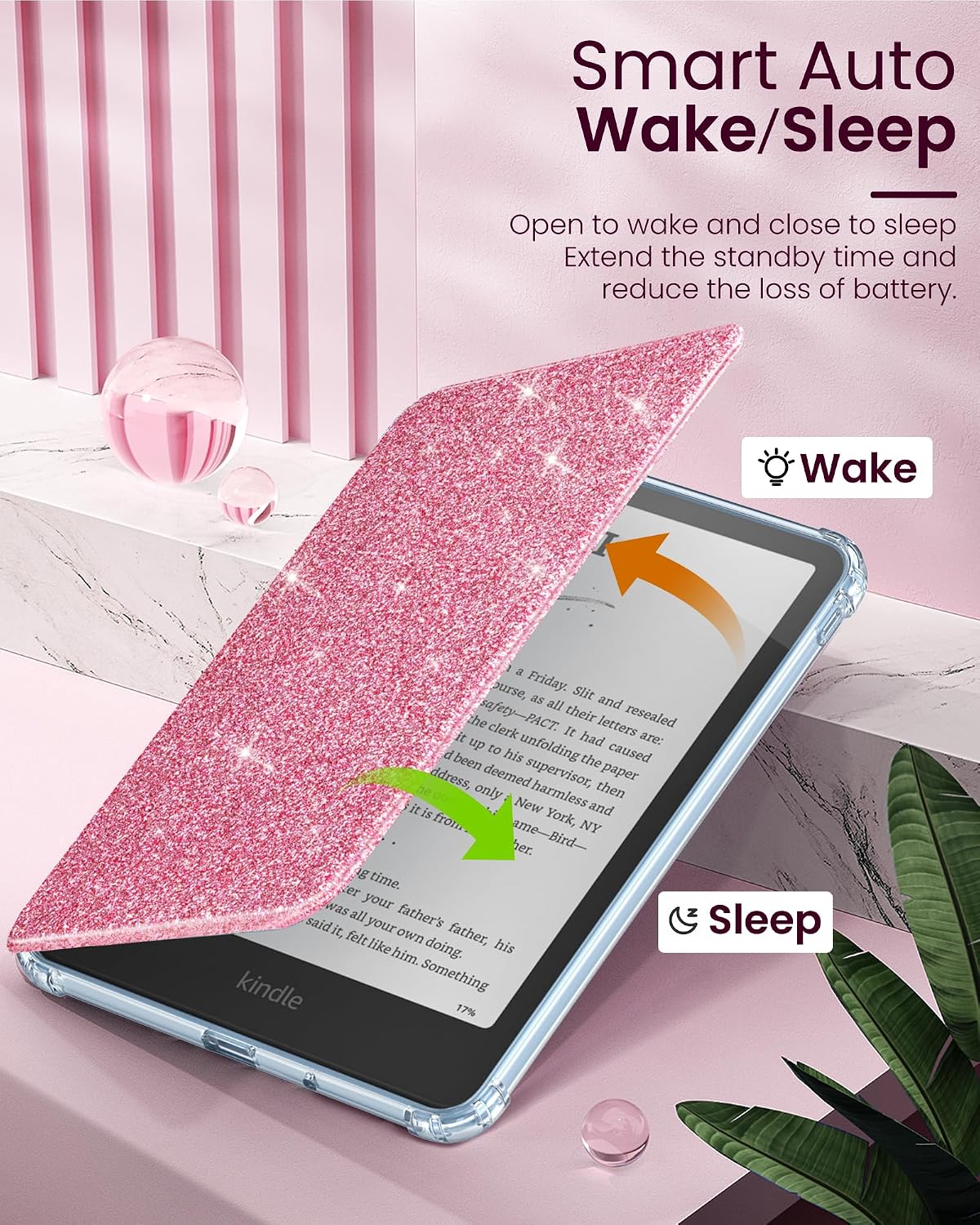 Thumbnail 6 de MoKo Glitter Pink Case for 6" Kindle Basic 12th Generation (2026)