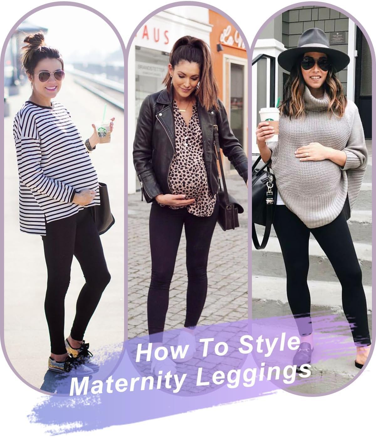 Detalle 2 de CTHH 3-Pack Maternity Leggings, Over-the-Belly High-Waist Yoga Pants