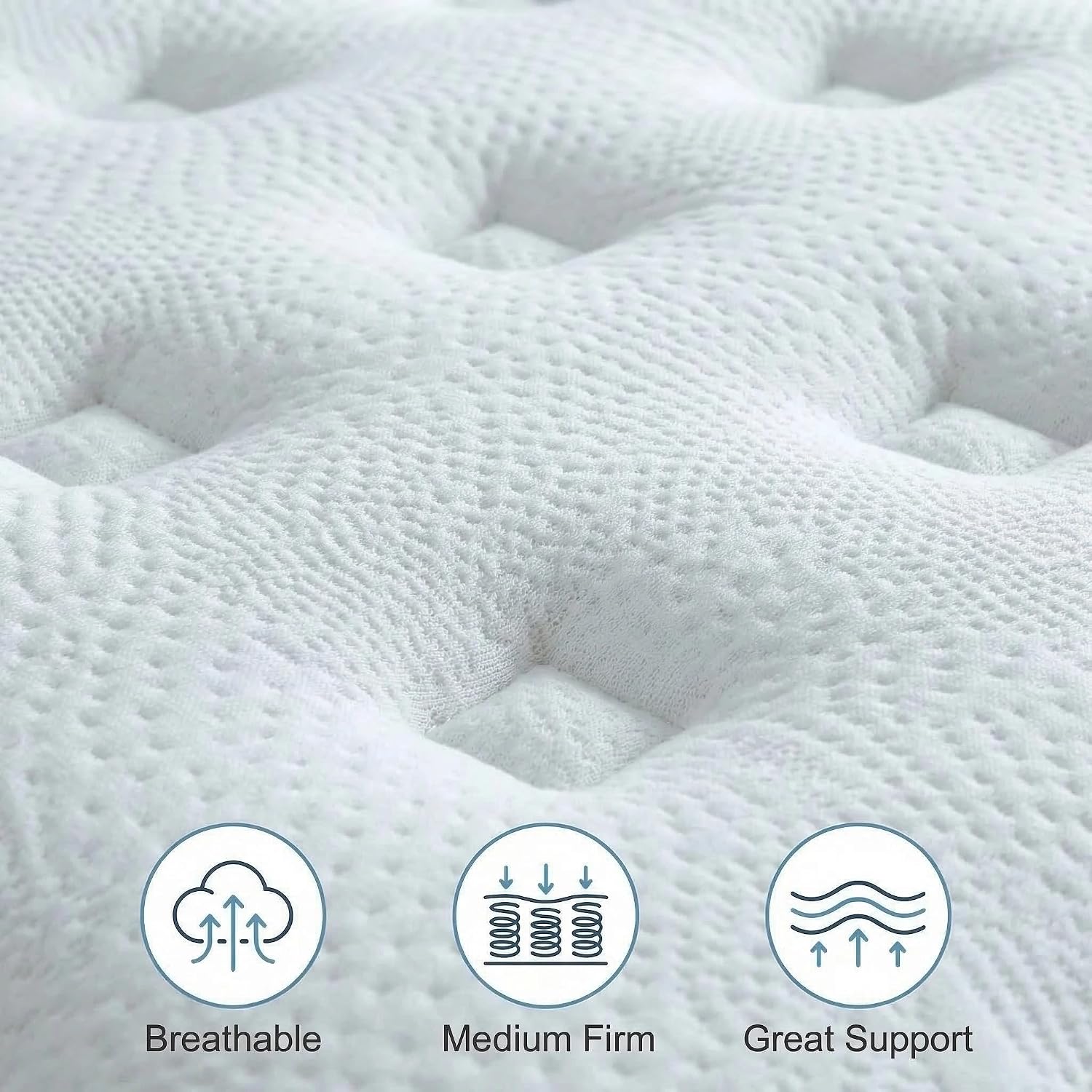 Detalle 1 de Naruchu Full Mattress, 12-Inch Hybrid with Memory Foam and Pocket Springs