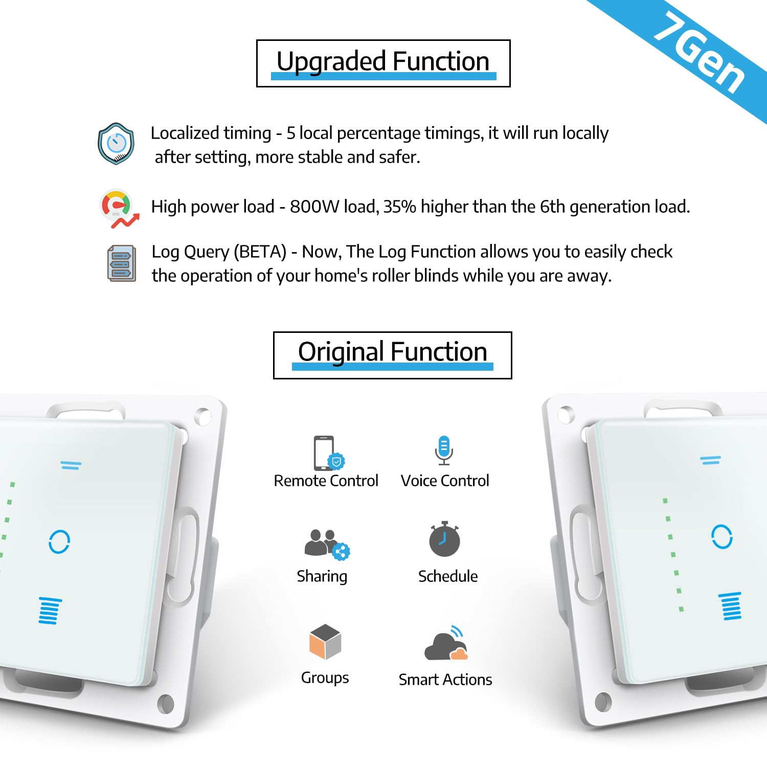 Detalle 2 de SMARTERCURY Wlan Rolladenschalter 7 Gen für Jalousien 4 Stück Weiß