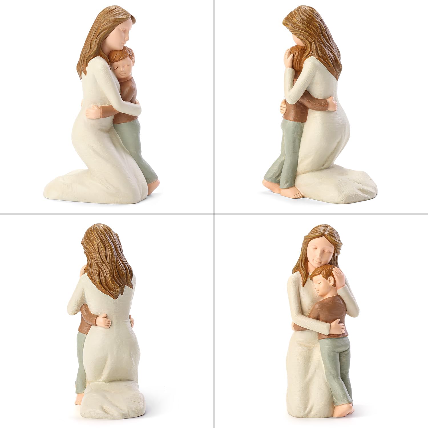 Detalle de Hensonever Mother and Son Figurines – Hand-Painted Resin Keepsake