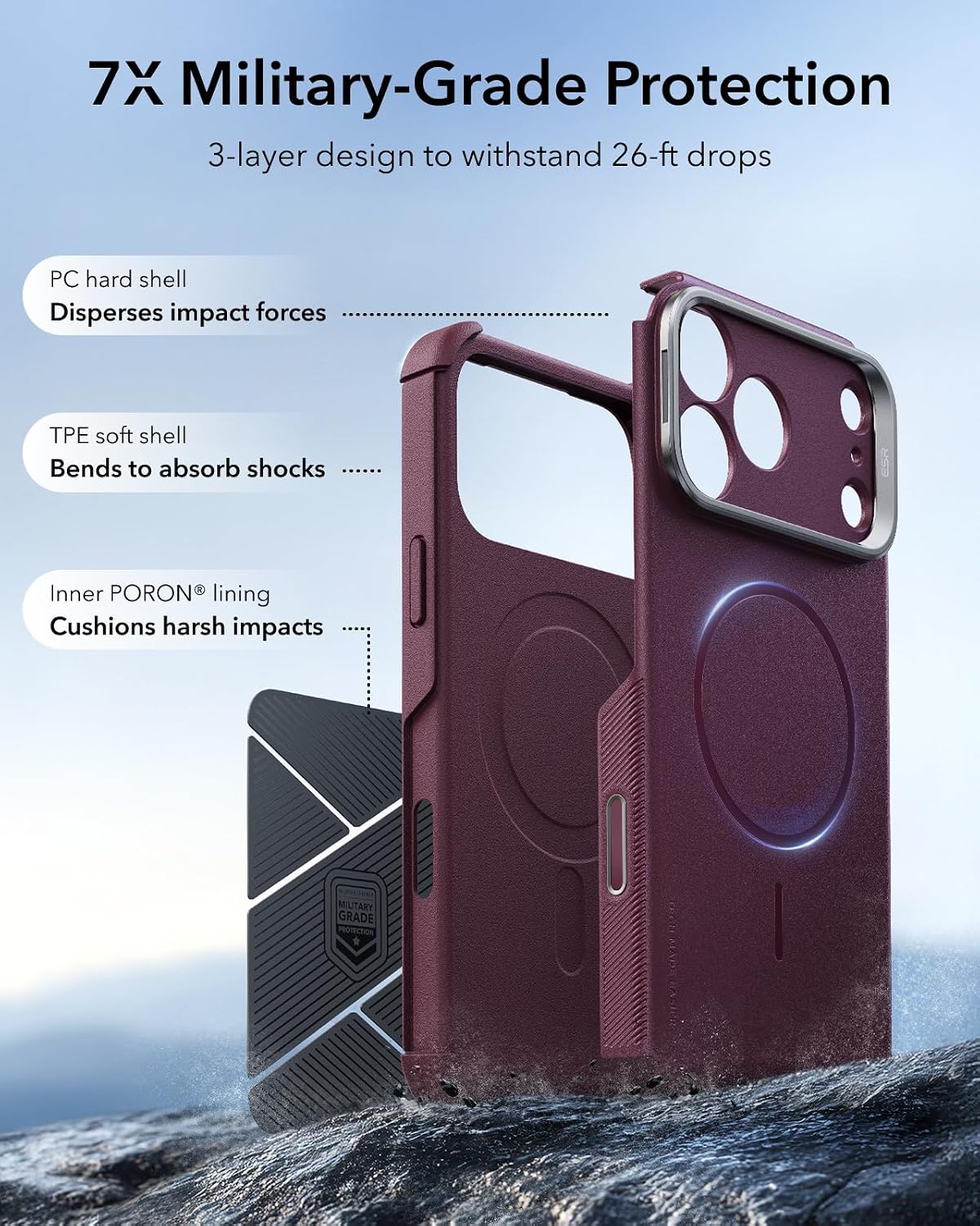 Detalle de ESR Cyber Tough Case (Cyber Series) for iPhone 17/18 Pro Max with Flex Stand