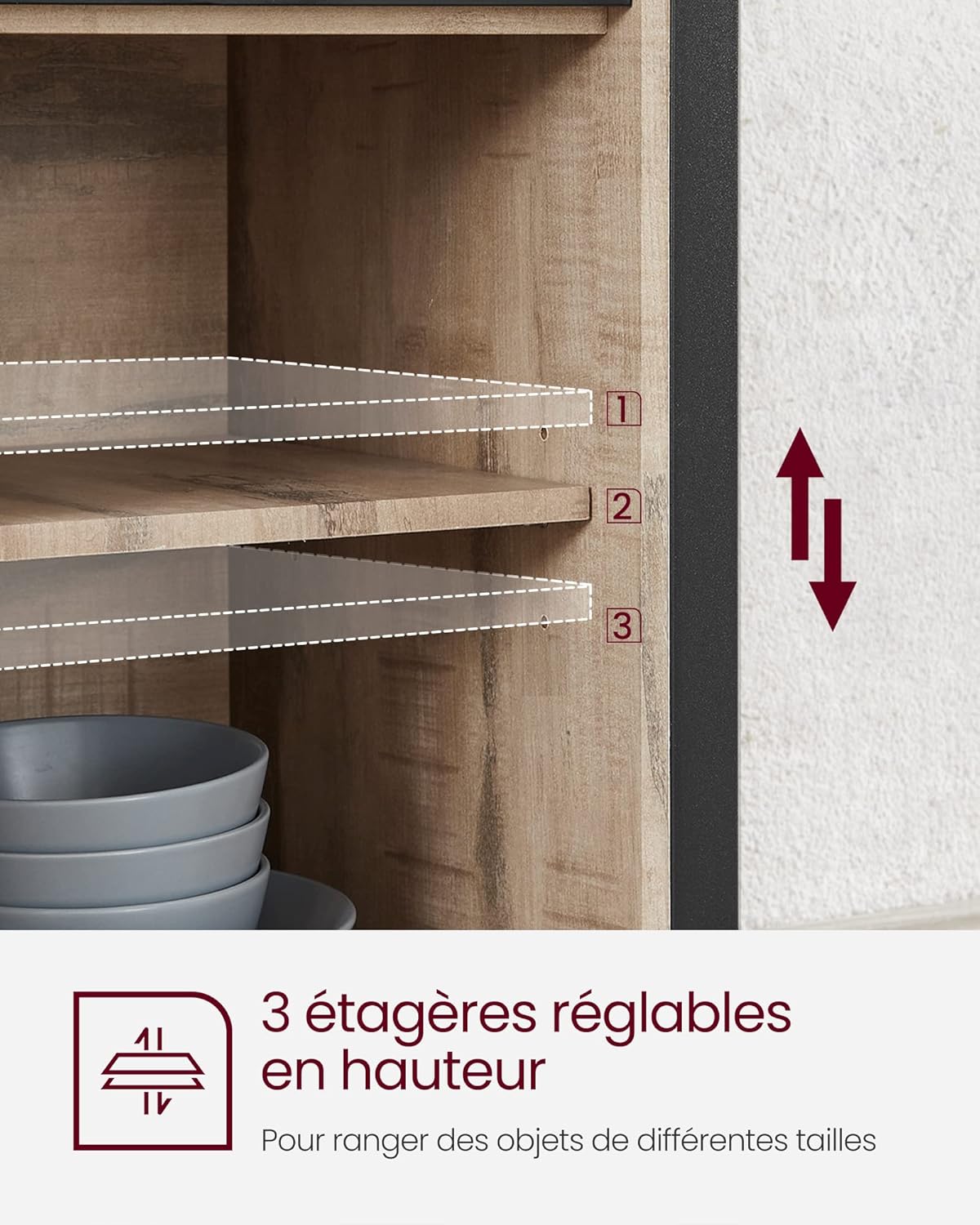 Thumbnail 6 de VASAGLE Meuble de rangement buffet 33 x 100 x 80 cm pour salon