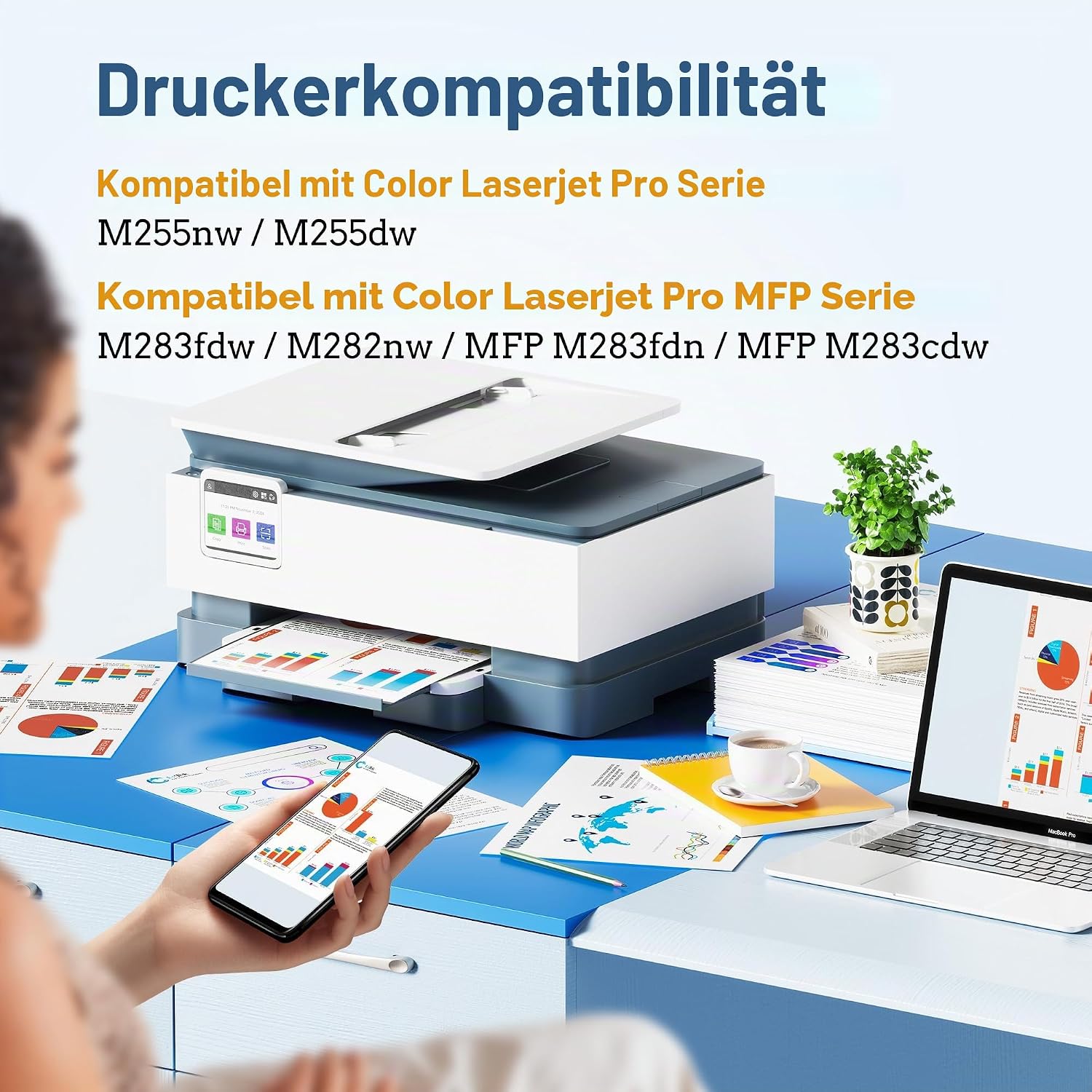 Detalle 2 de LxTek 207A/207X Toner-Set (4er-Pack) mit Chip – kompatibel mit HP Color LaserJet Pro M283/ M255/ M282