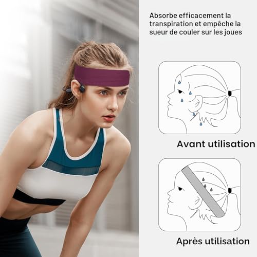Detalle de AWUMBUK Bandeau Cheveux Unisexe – Lot de 8 Bandeaux Anti-Dérapants pour Running, Yoga et Sport
