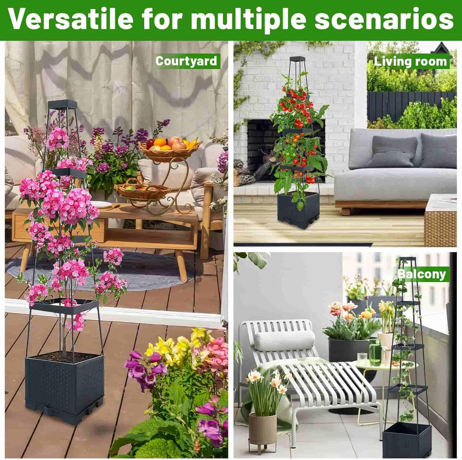 Thumbnail 3 de Self-Watering Tomato Planter Cage with Adjustable 4-Tier Metal Trellis (Detachable) Raised Garden Bed Support Box