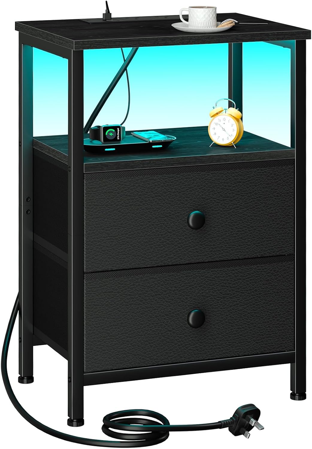 Detalle de LOAKEKEL UHETS02BK-1 bedside table with LED