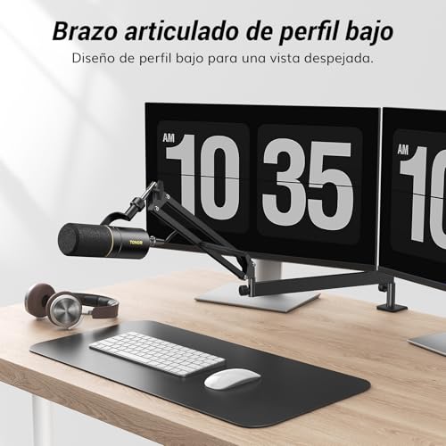 Detalle 2 de TONOR T20LP: Brazo/Soporte de micrófono de perfil bajo para mesa, 360° y 90° de ajuste