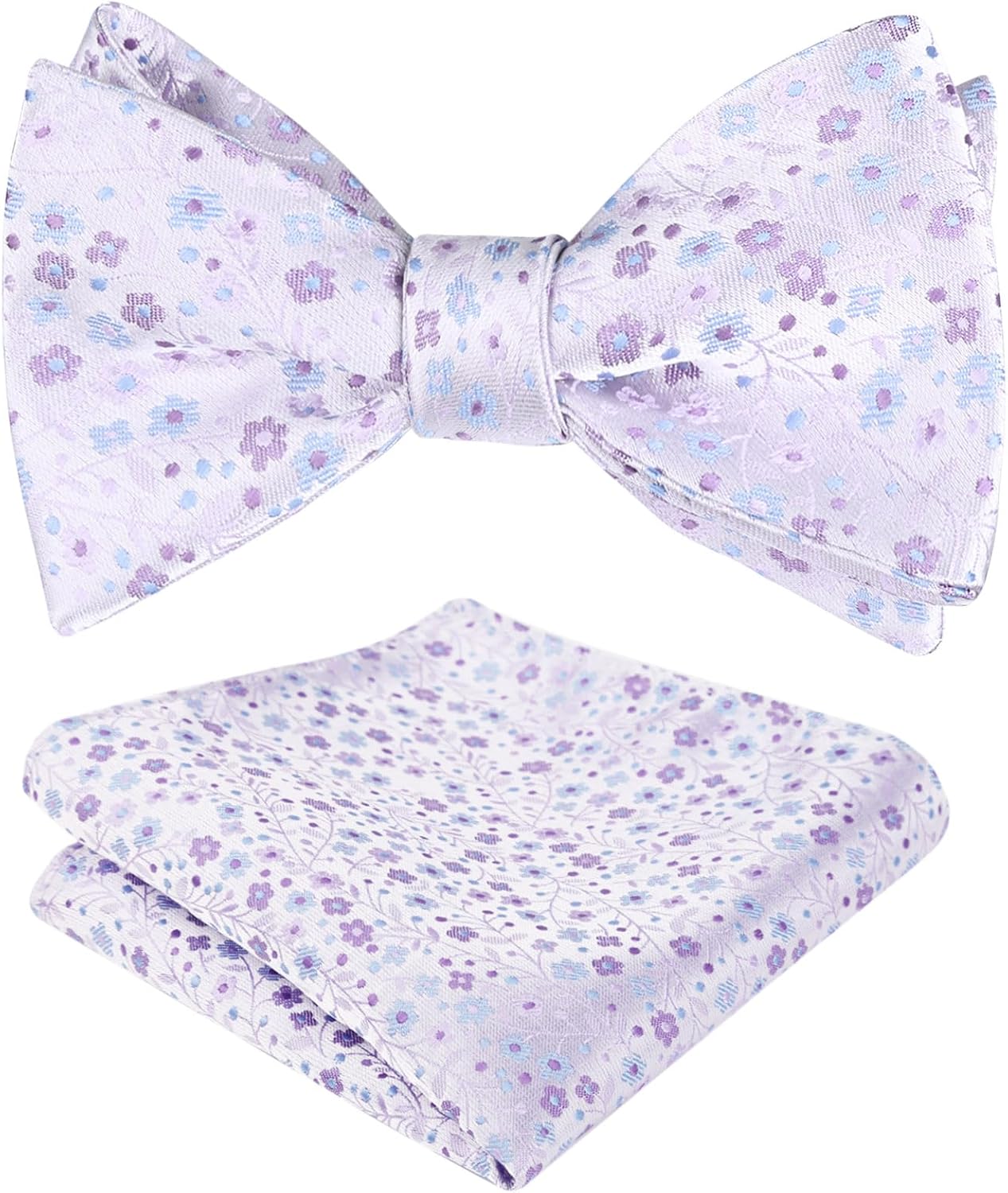 Detalle de Alizeal Men’s Floral Self-Tied Bow Tie and Pocket Square Set