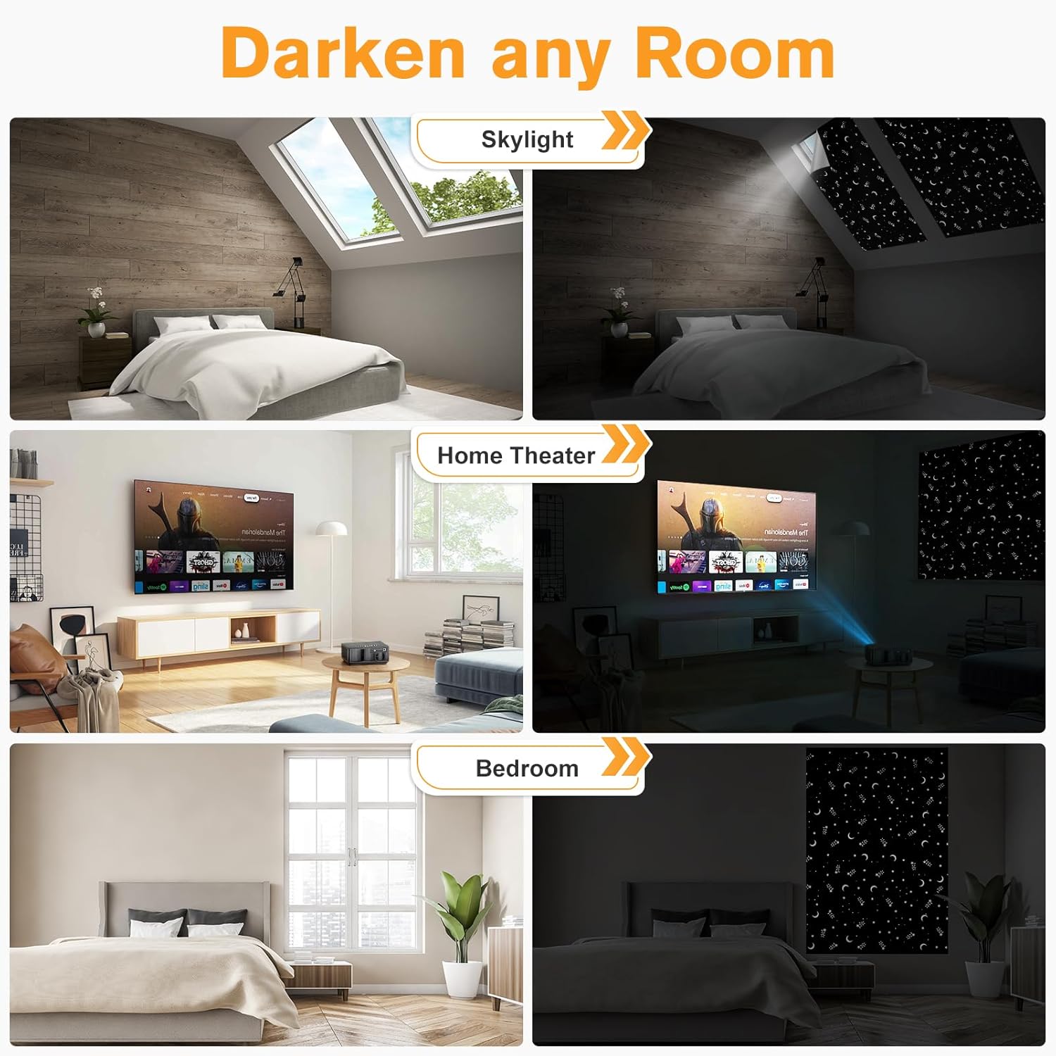 Detalle de Valquid Blackout Blind (200×145cm) stick-on temporary blackout blind with Velcro – cut to any size or shape