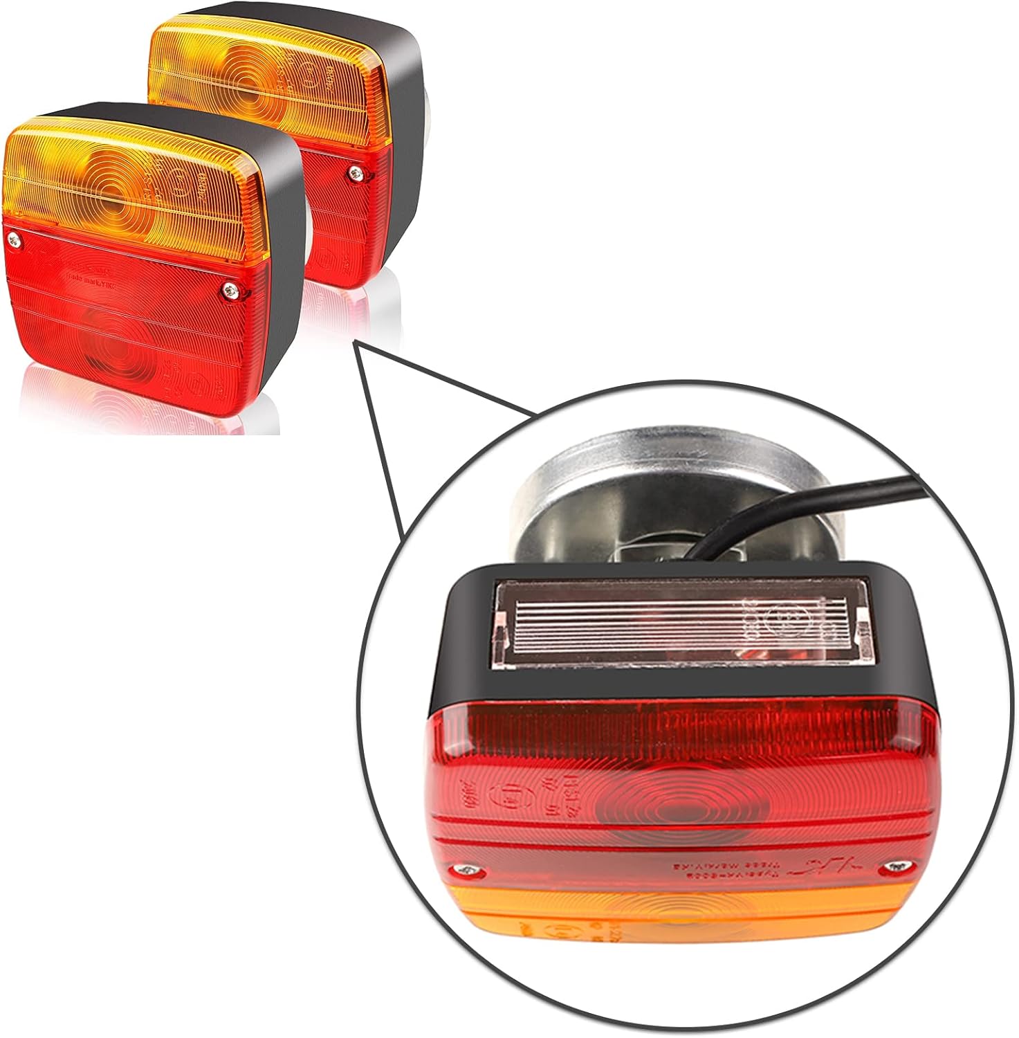 Detalle 2 de MAMIZO Magnetic 12V Trailer Light Pair (7-pin, waterproof, 7m cable) for RV, caravan, van and lorry