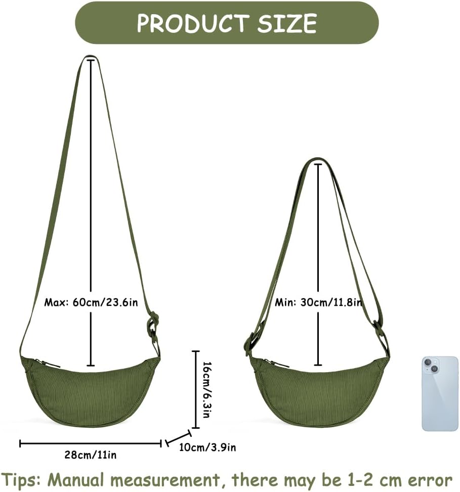 Thumbnail 3 de Aucuu Borsa a tracolla in nylon a mezzaluna con tracolla regolabile