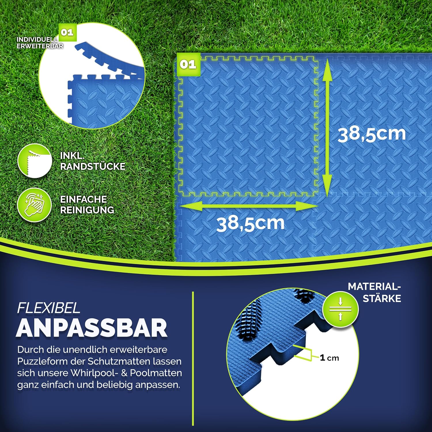Detalle de tillvex® Tapis de piscine 48 pièces 38,5 cm