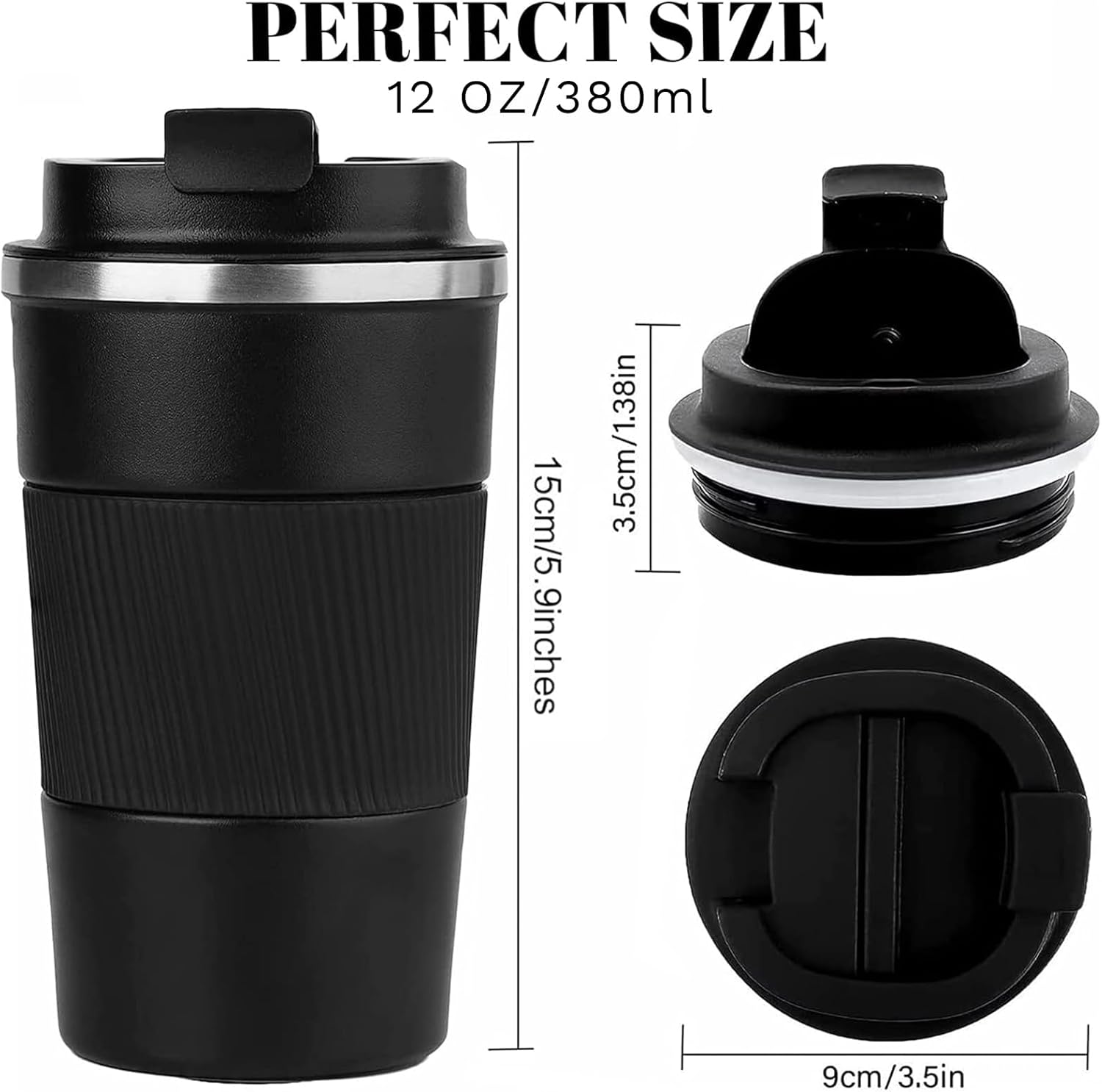 Detalle de YINBAOGE Insulated Travel Coffee Mug 12 oz