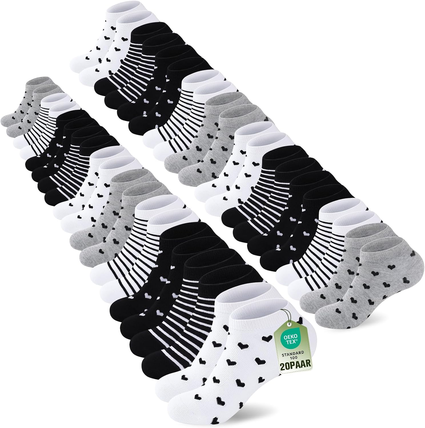 Detalle de SukModen 10/20 Paia di Calzini Donna Corti in Cotone | Motivi Multicolori Sorprendenti