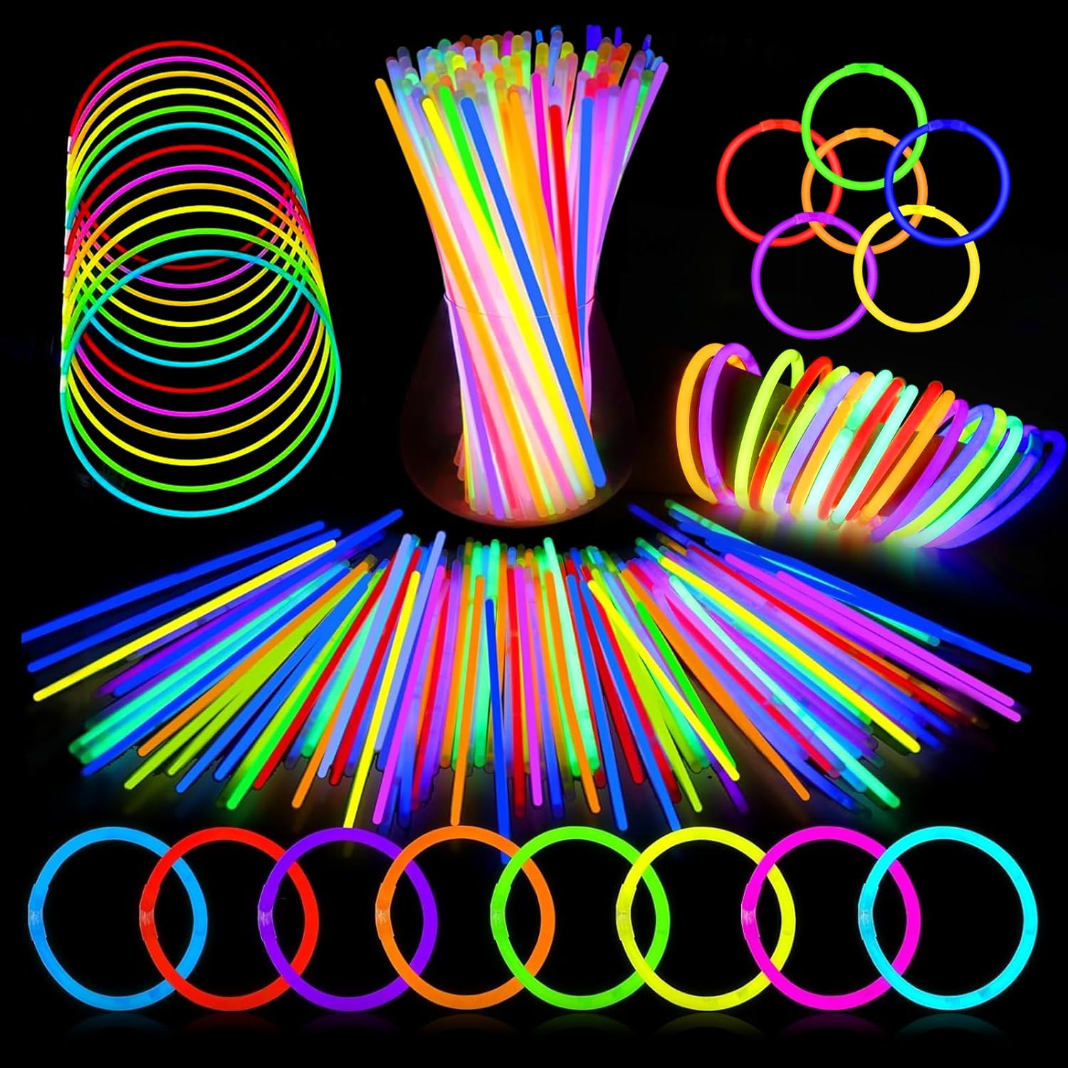 UooEA Barras Luminosas 100 pulseras fluorescentes