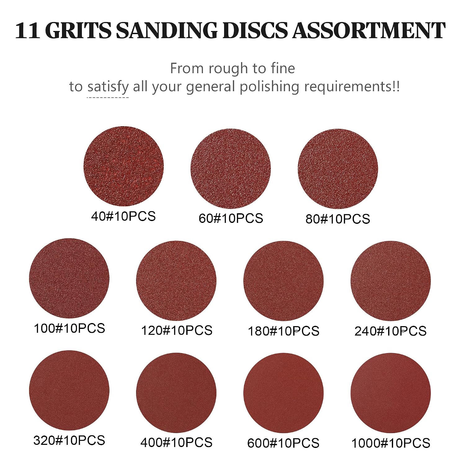 Detalle de SATC 110PCS 150mm Sanding Discs – 6 Holes, Hook & Loop, 150mm Orbital Sander Discs (40–1000 Grits)