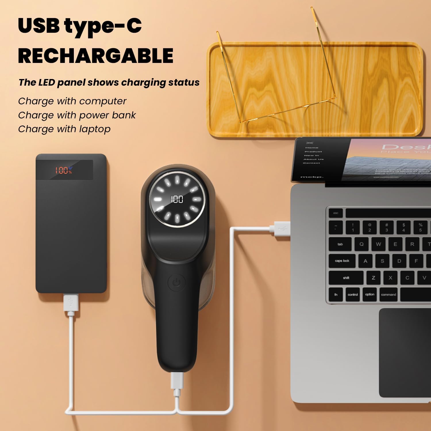 Thumbnail 6 de PKBD Large Rechargeable Lint Remover with 3 Extra Blades (Black) – LED Display, Large Storage, and Replaceable Heads