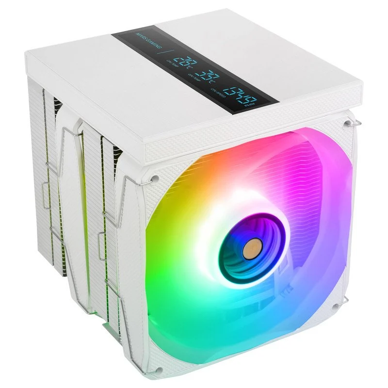 Detalle de Mars Gaming MCPU-LCDPRO Disipador CPU 380W, Doble Torre, 8 Heatpipes y LCD XL