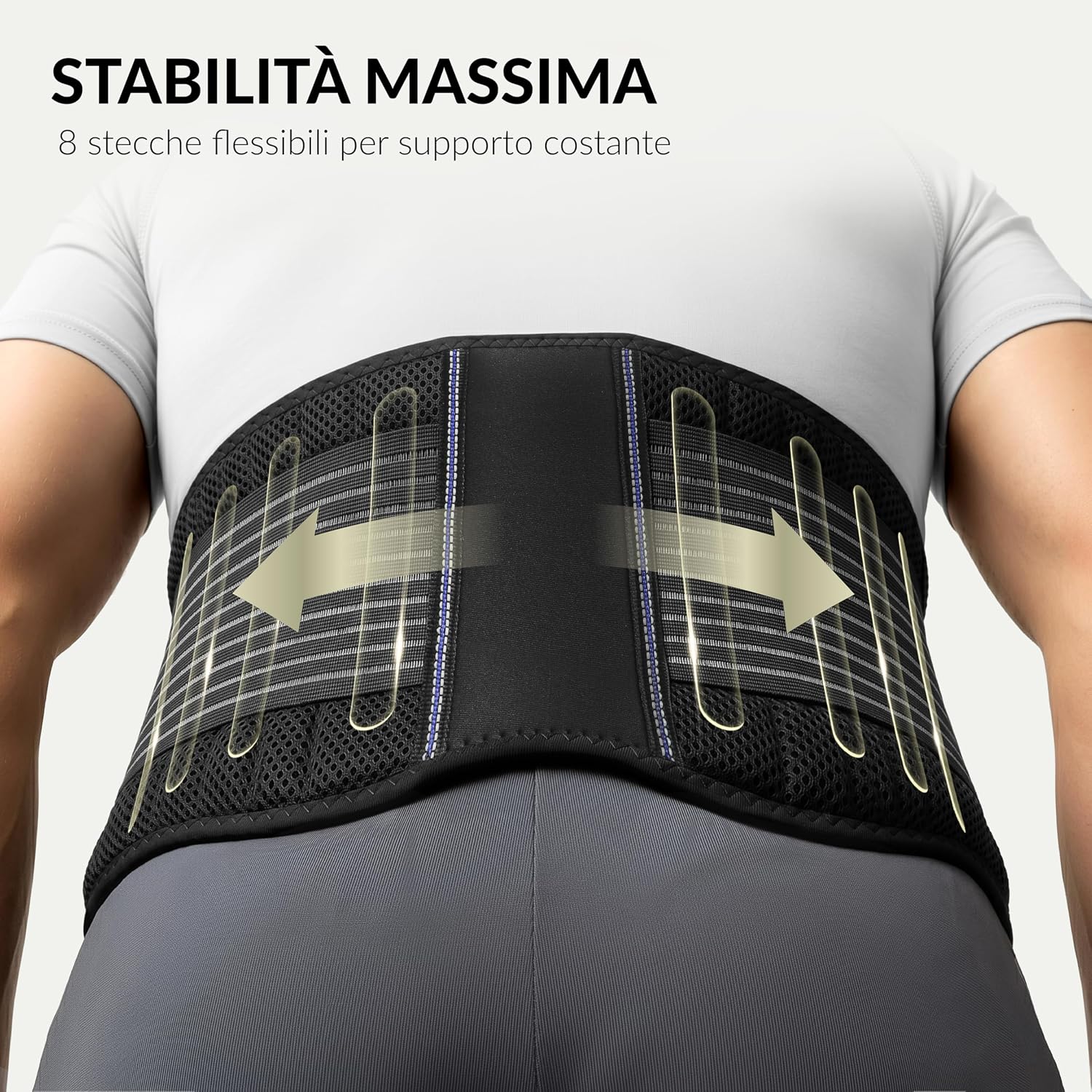 Thumbnail 1 de BraceUP Fascia Lombare con doppia regolazione e 8 stecche – tutore ortopedico lombare L/XL (90-110 cm)