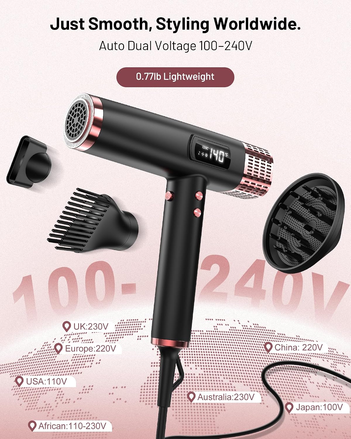Thumbnail 1 de MESCOMB Asciugacapelli Ionico con Diffusore e Motore Brushless 1875W – 110.000 Giri/min