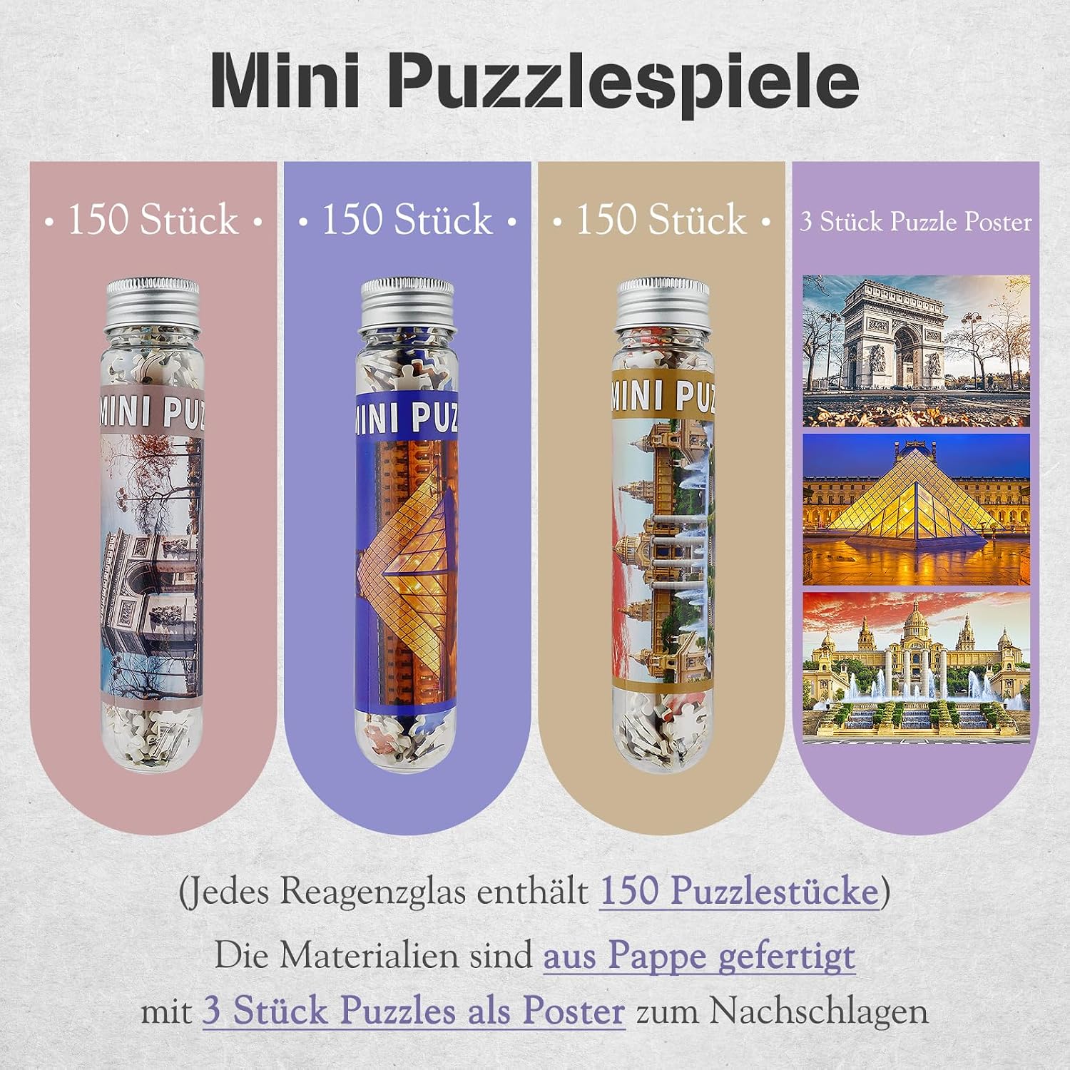 Thumbnail 2 de MISITU Mini-Puzzles 3er-Pack mit 150 Teilen