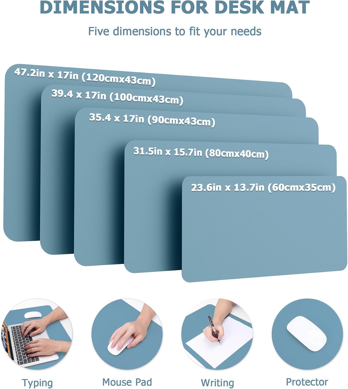 Thumbnail 2 de MOLMO Non-Slip Desk Mat (Azure, 60 x 35 cm) — Waterproof Leather Writing Pad for Office and Home