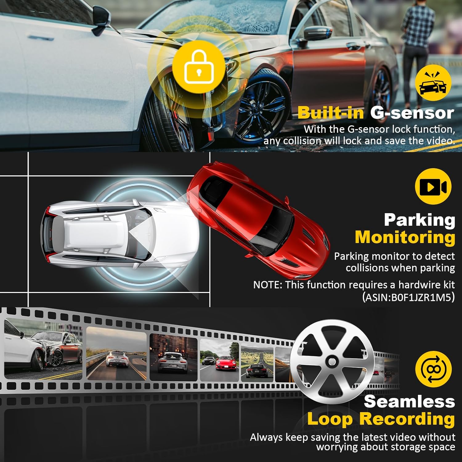 Detalle 1 de WANLIPO Dual-Channel Dash Cam 4K