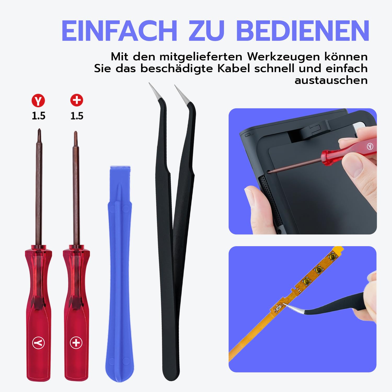 Detalle 2 de Tolesum Connector Flex-Kabel Ersatz für Switch 2 JoyCon – Reparaturset mit Schraubendreher & Öffnungswerkzeug