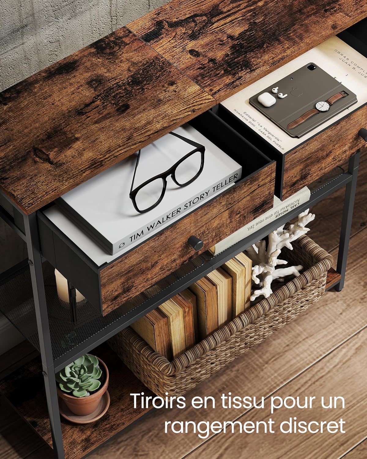 Detalle 2 de VASAGLE LNT092K01 console étroite 24×76×80 cm