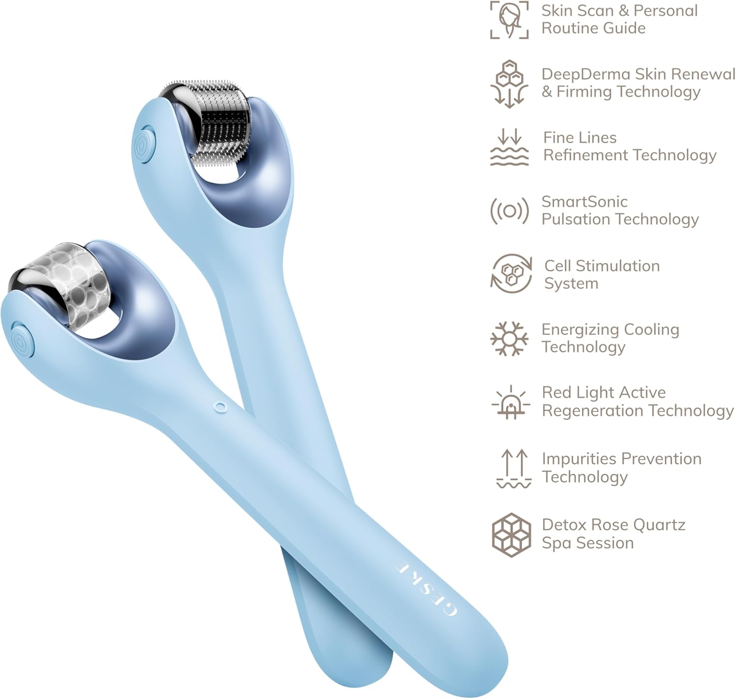 Thumbnail 3 de GESKE SmartAppGuided MicroNeedle Face Roller 9 en 1 – rouleau microneedling avec Quartz Rose