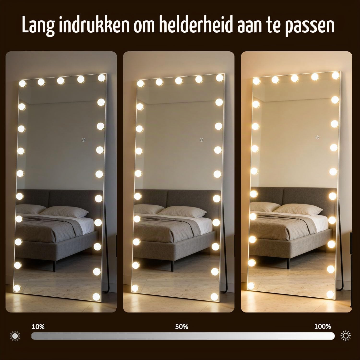 Detalle de CASSILANDO Hollywood-spiegel 165 x 60 cm met ledverlichting en 3 lichtkleuren