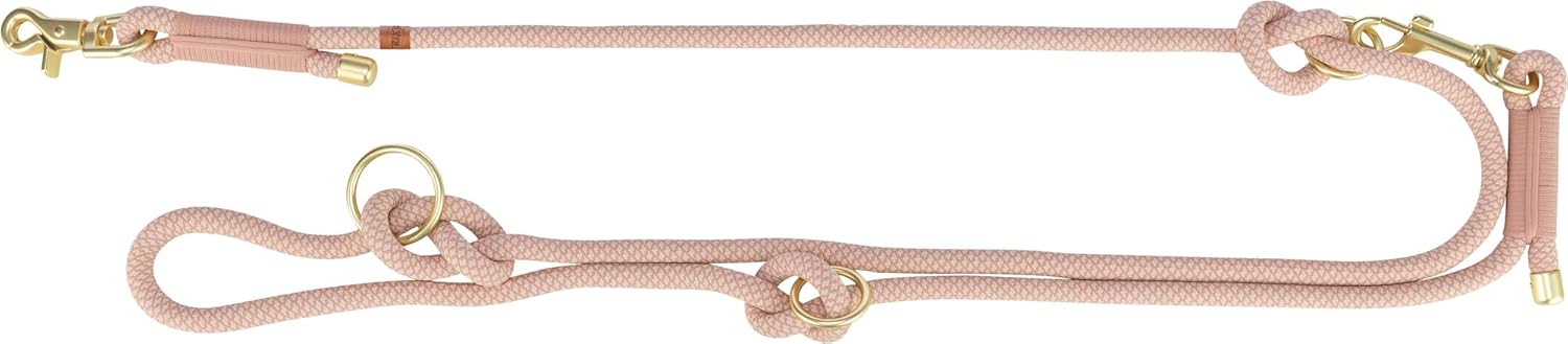 Detalle de TRIXIE Laisse V Soft Rope M-L, 2 m / 10 mm, Rose – Laisse réglable en corde tressée pour chiens moyens et grands