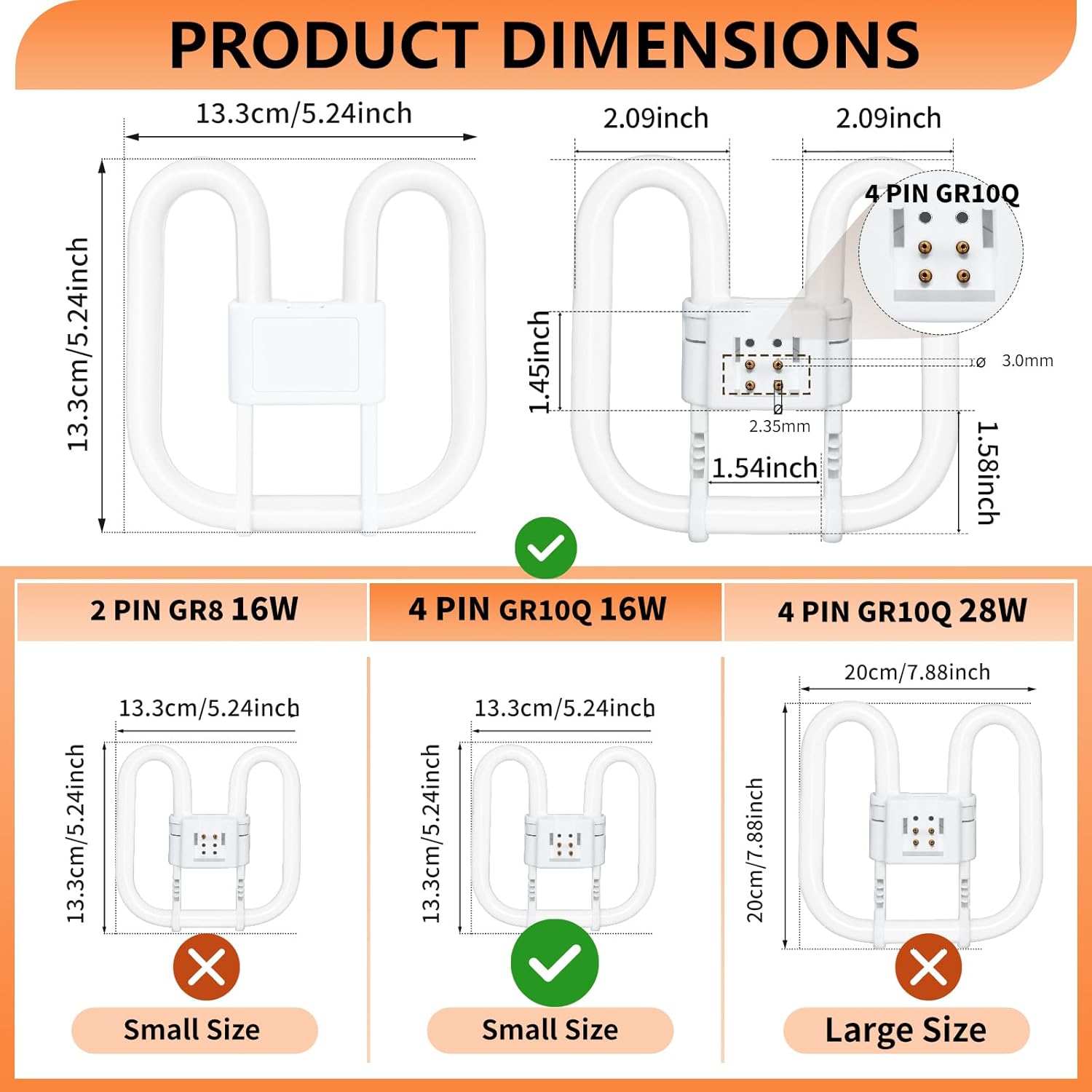 Detalle 2 de GR10q 4 Pin 16W 3500K CFL Bulb