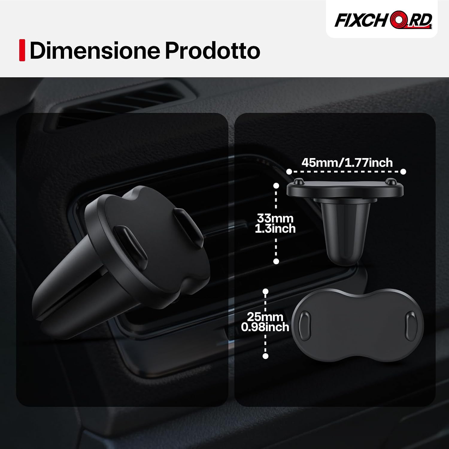 Detalle 2 de Supporto magnetico FIXCHORD per OOONO CO-Driver NO2 (1 pezzo) con magneti integrati