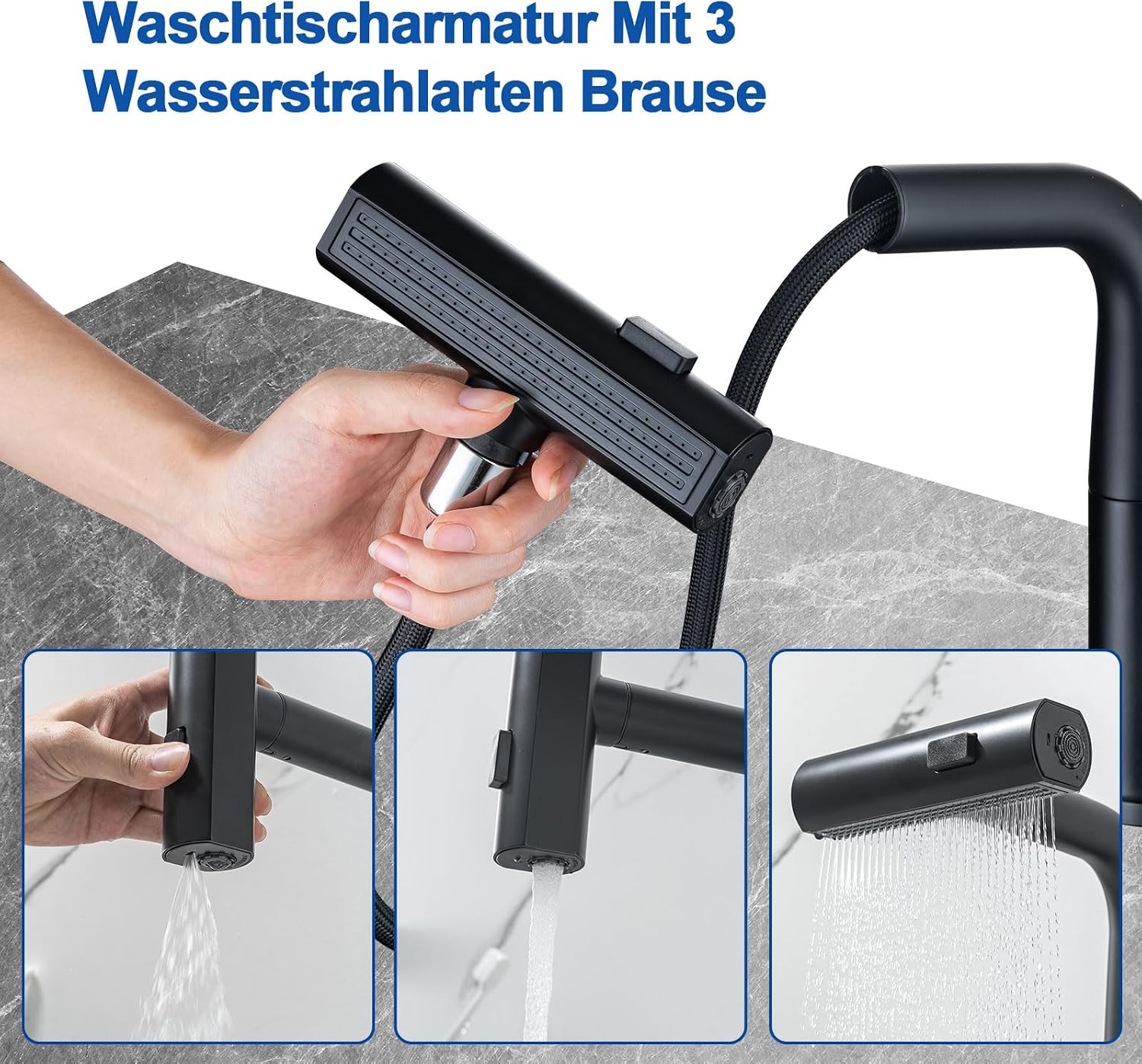 Detalle 2 de LakeBayMZC robinet noir mat 30–34,5 cm