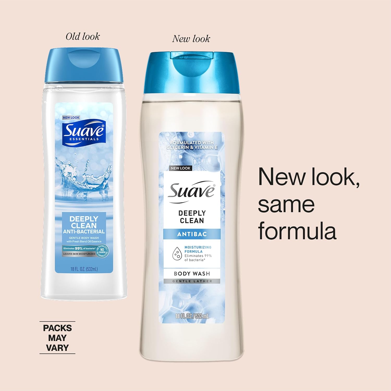 Detalle de Suave+ Deeply Clean Antibacterial Body Wash, 18 fl oz, 6-Pack with Glycerin