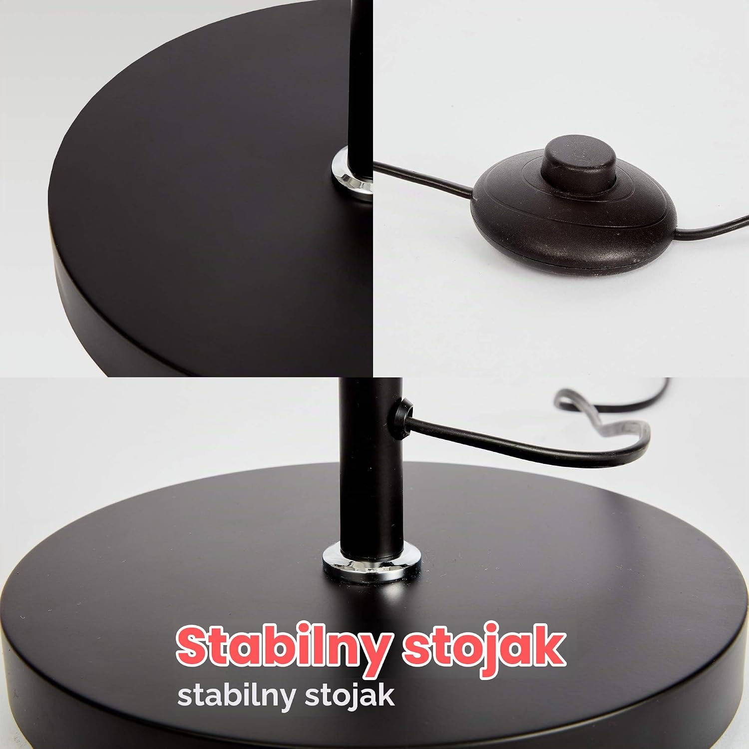 Detalle de B.K.Licht lampa stojąca z 3 obrotowymi reflektorami E27, metalowa, 166,5 cm